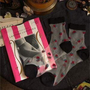 Vintage Victoria's Secret Sheer Tights Strawberry Socks Bundle Women's S Black